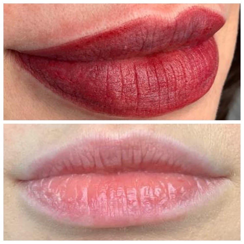 перманентный макияж губ в яркий красный цвет
